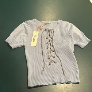 sparkly and blue knit tee